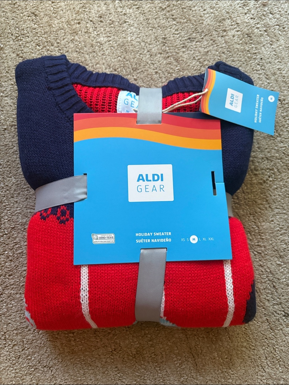 Aldi Gear Red & Navy Holiday Sweater
